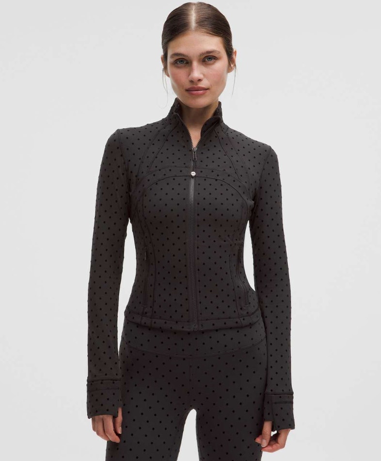 Lululemon Define Cropped Jacket Nulu *Flocked Polka Flock Black Size 8